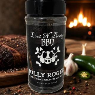 Loot N’ Booty BBQ – Jolly Roger Jalapeño Garlic Black Rub 397g